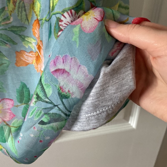 Elena Baldi teal silk blend flower print top with bow tied back sleeveless - Picture 6 of 7